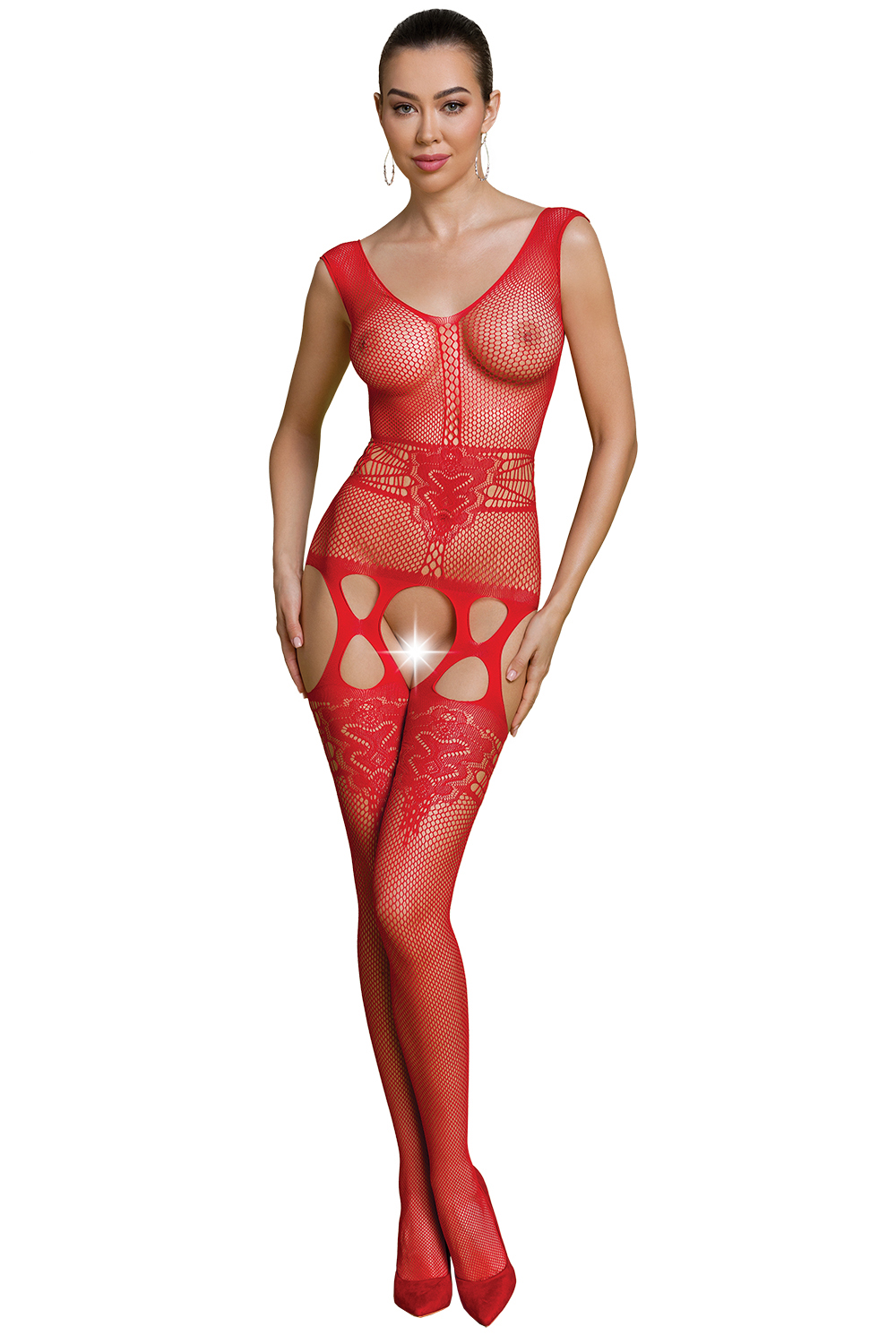 Passion ECO BS014 Body bodystocking, red