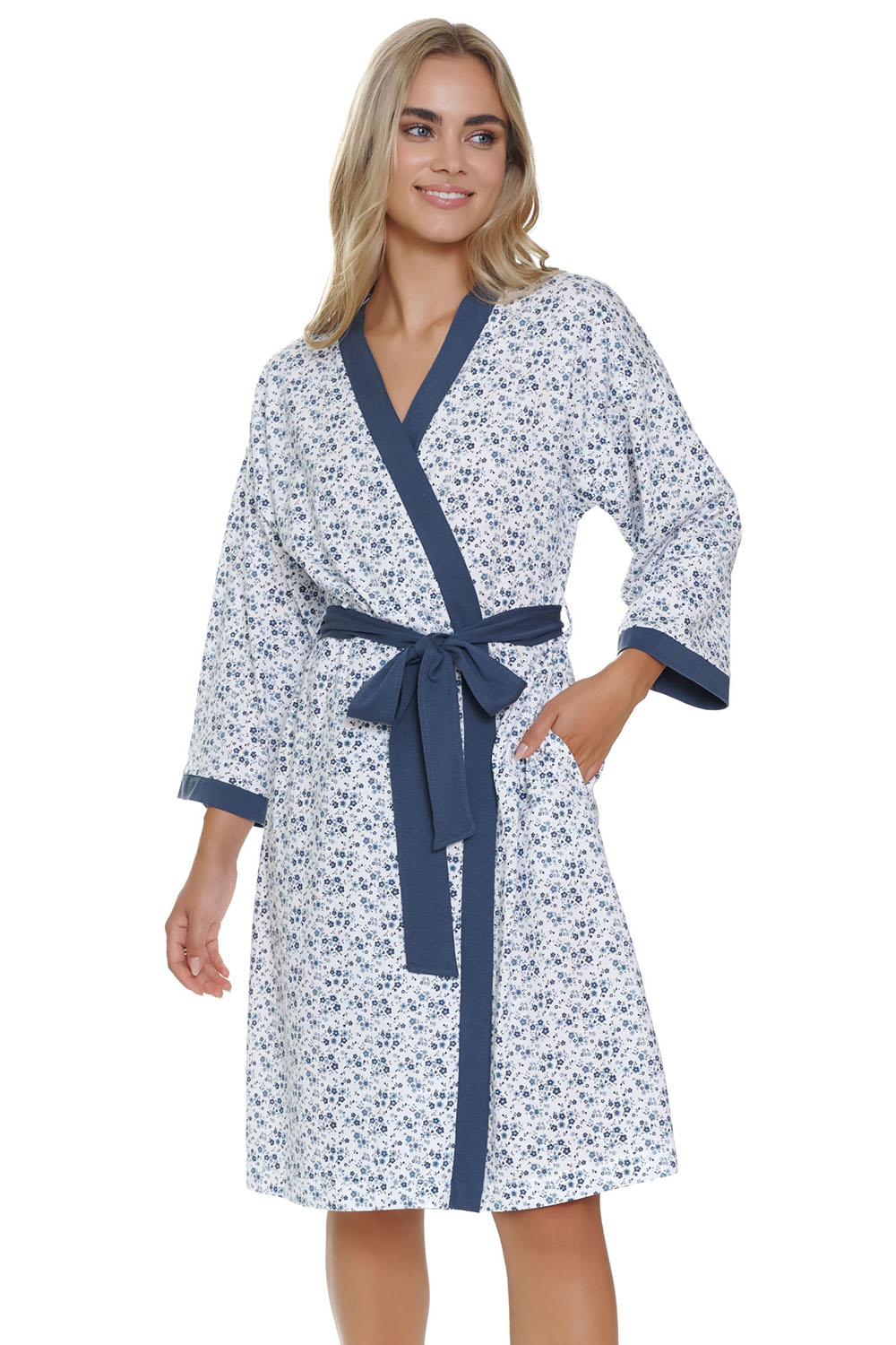 Doctor Nap SWW.5334 Nocna szlafrok, navy bloom