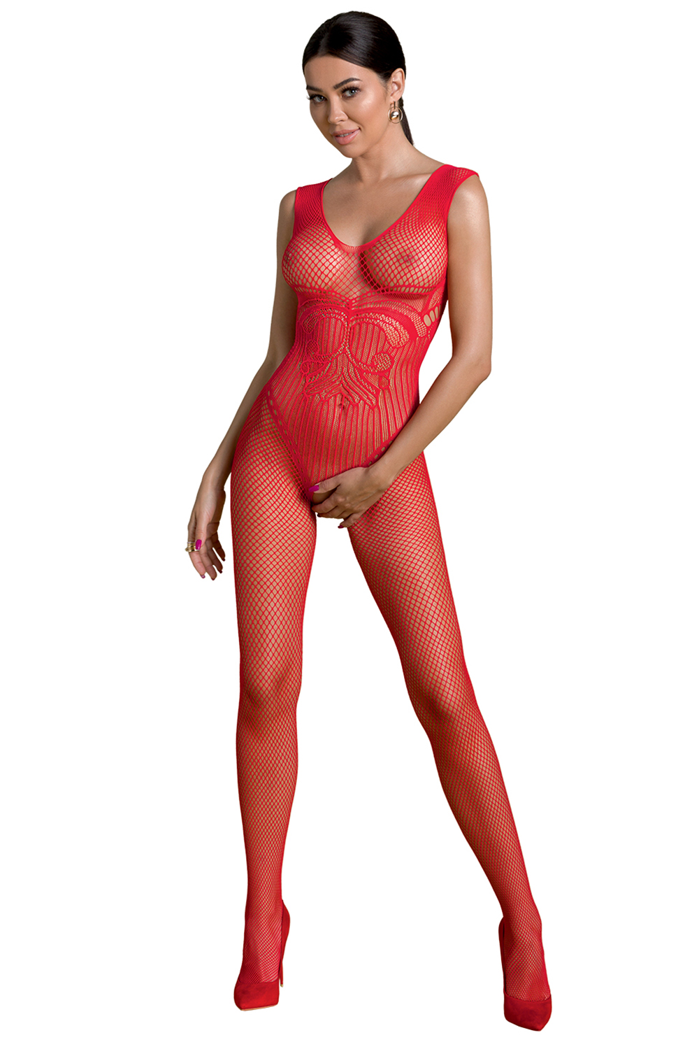 Passion ECO BS003 Body bodystocking, red