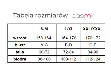 Casmir - tabela rozmiarów