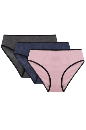 Vivisence 4016 3-pack Majtki figi, gumka czarna: róż/granat/grafit