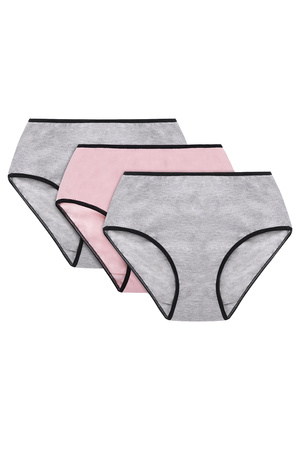 Vivisence 4017 3-pack Majtki wysokie figi, gumka czarna: szary/róż/szary